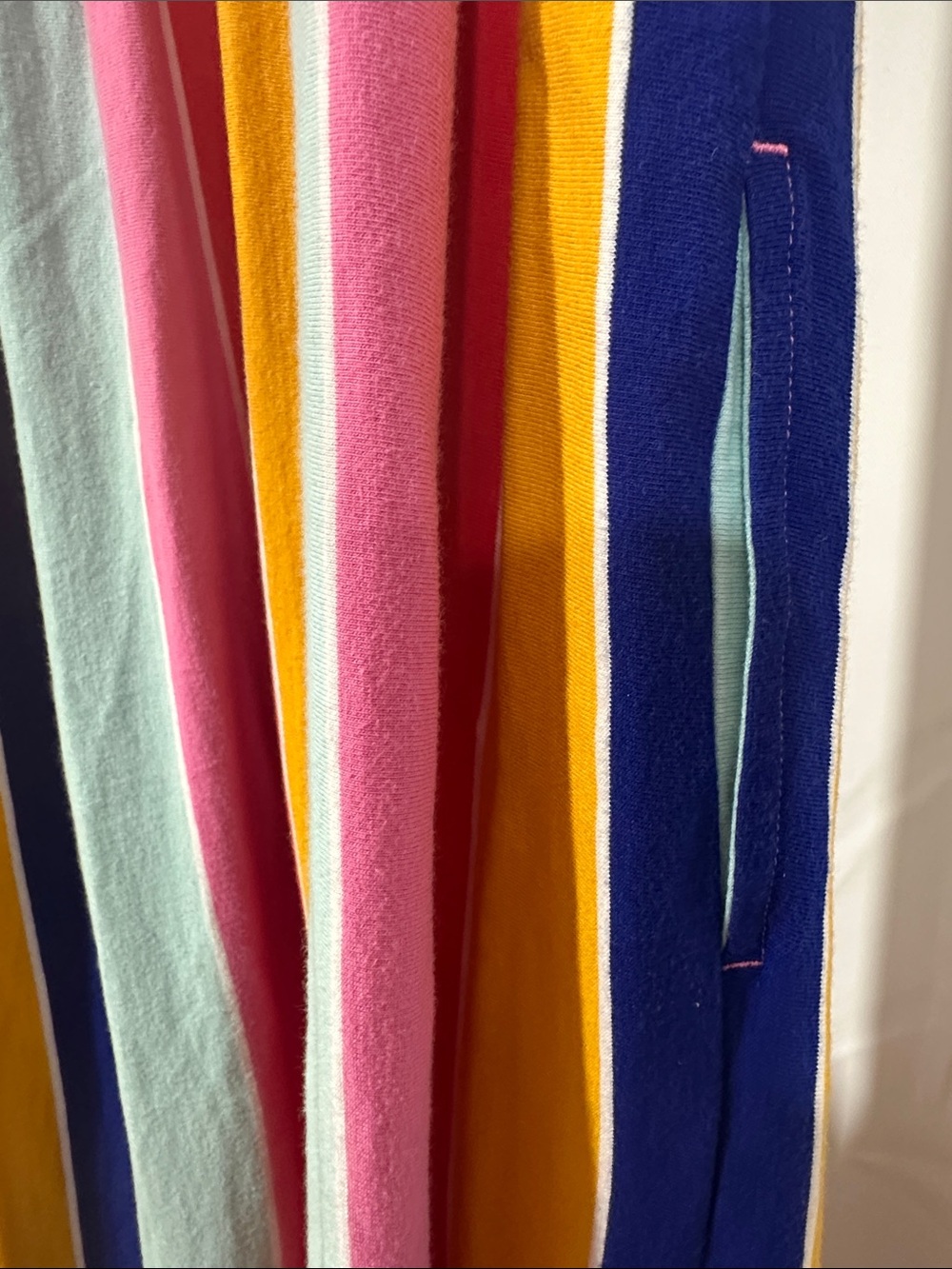 Crown & Ivy Colorful Striped Maxi Dress Size Large Pockets Tiered 100% Cotton - Picture 11 of 12